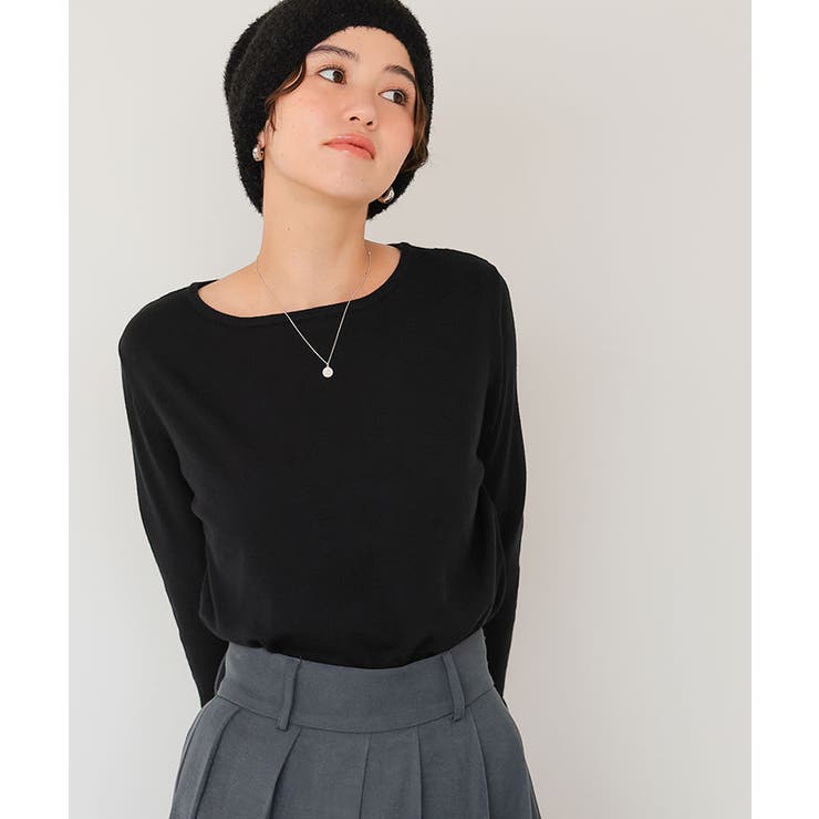 なめらか手触りカシミヤタッチボートネックニット | titivate | 詳細画像18 