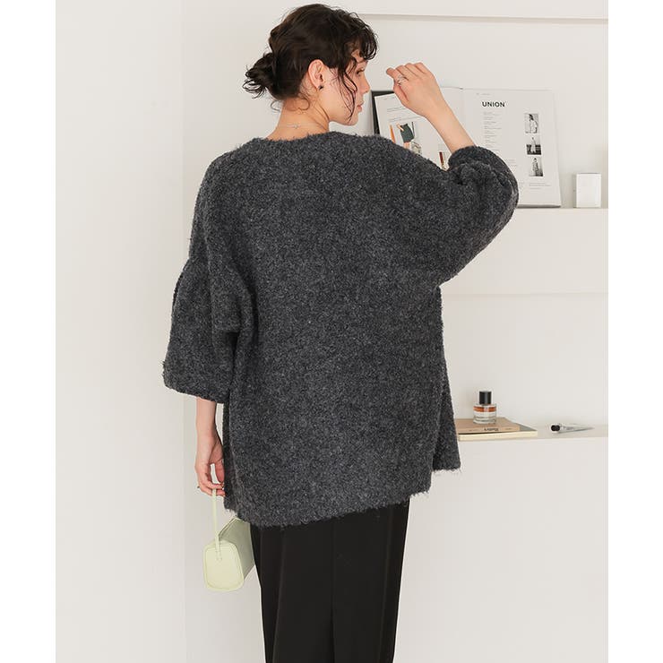 ウール混ブークレボリュームスリーブニットカーディガン | titivate | 詳細画像15 