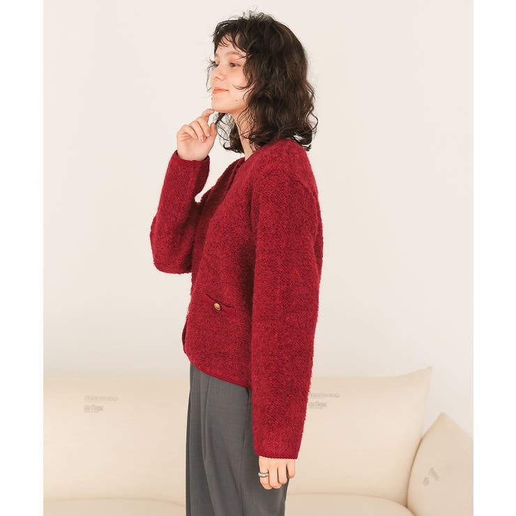 プチループゴールド釦ニットカーディガン | titivate | 詳細画像7 