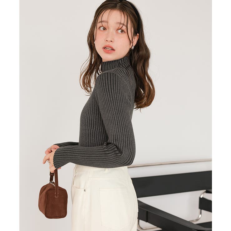 ウォッシャブルボトルネック配色デザインニット | titivate | 詳細画像26