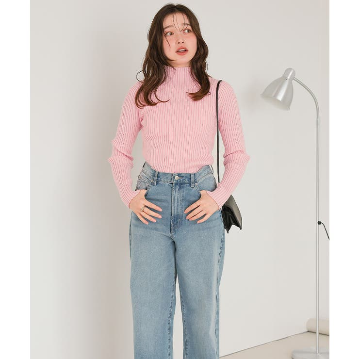 ウォッシャブルボトルネック配色デザインニット | titivate | 詳細画像3