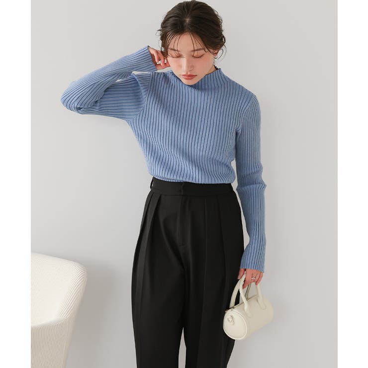 ウォッシャブルボトルネック配色デザインニット | titivate | 詳細画像13