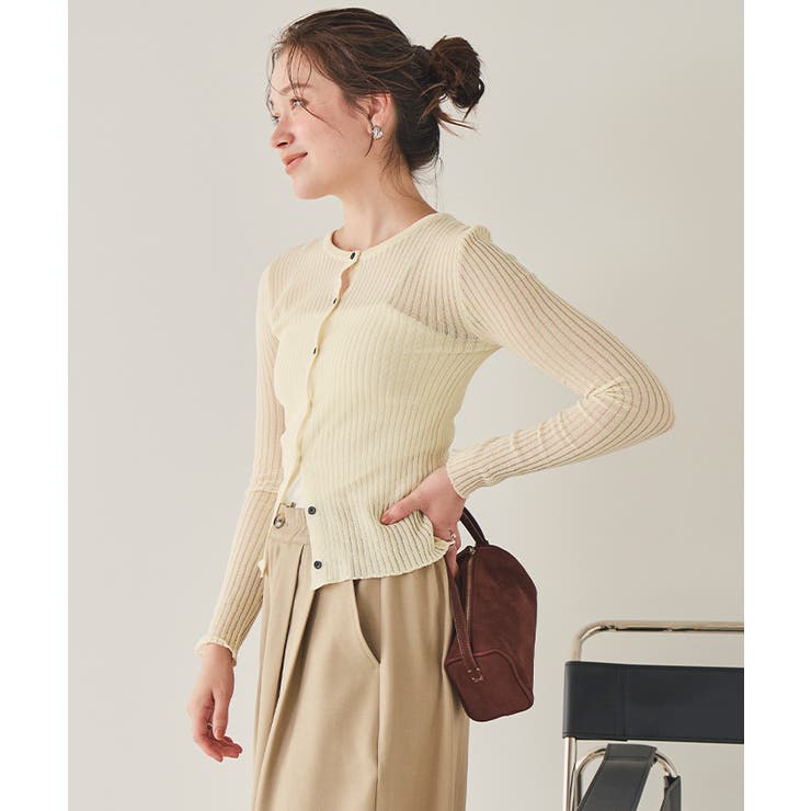 前後2wayウォッシャブルリブシアーニットカーディガン | titivate | 詳細画像3 