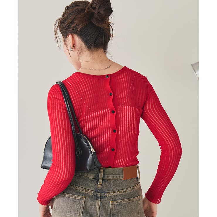 前後2wayウォッシャブルリブシアーニットカーディガン | titivate | 詳細画像10 