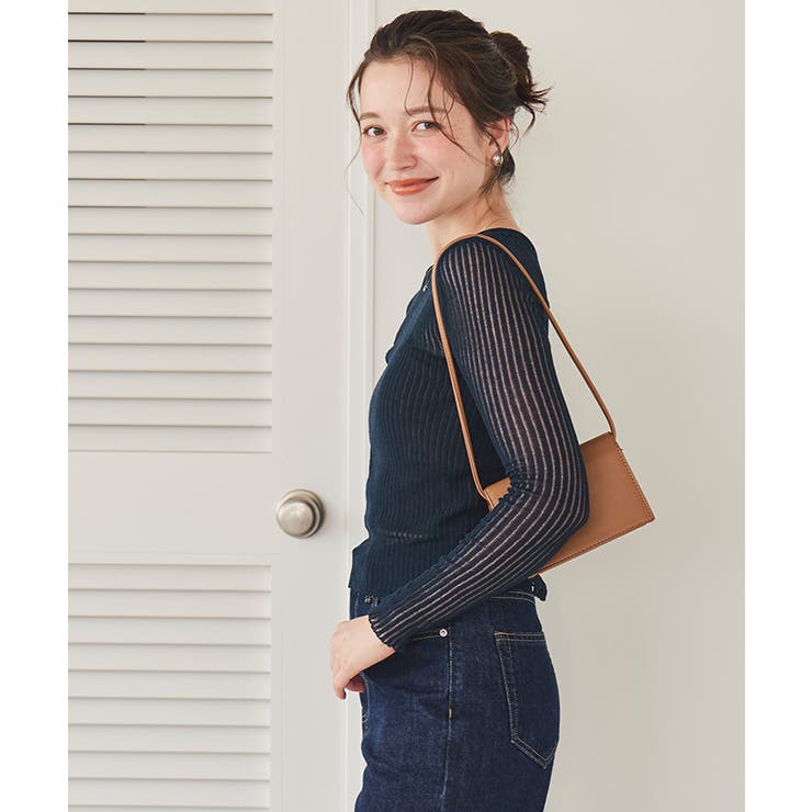 前後2wayウォッシャブルリブシアーニットカーディガン | titivate | 詳細画像11 