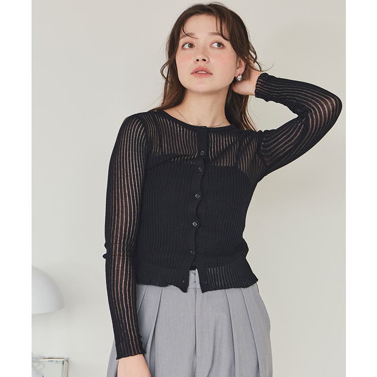 前後2wayウォッシャブルリブシアーニットカーディガン | titivate | 詳細画像15 