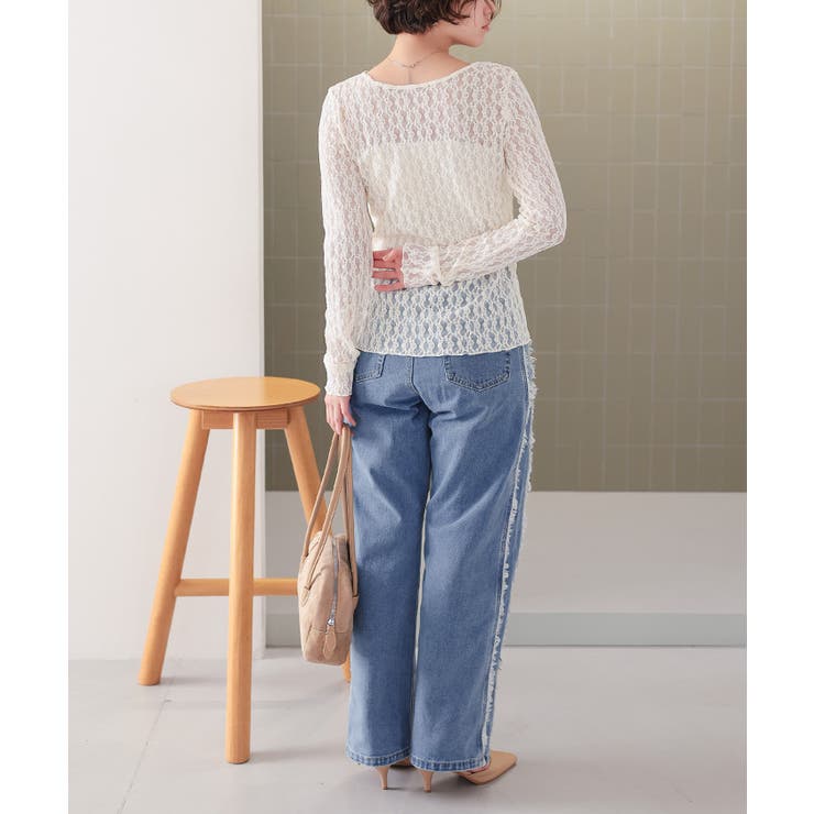 サイドフリンジワイドデニムパンツ | titivate | 詳細画像7 