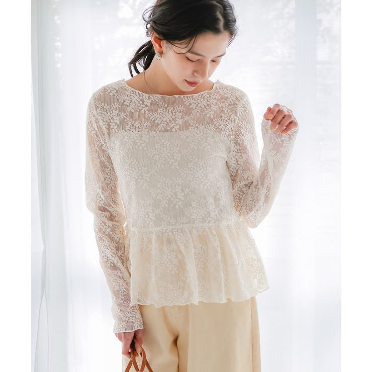 ペプラムシルエットレーストップス | titivate | 詳細画像11 