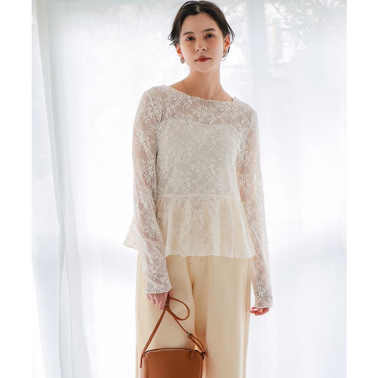 ペプラムシルエットレーストップス | titivate | 詳細画像14 