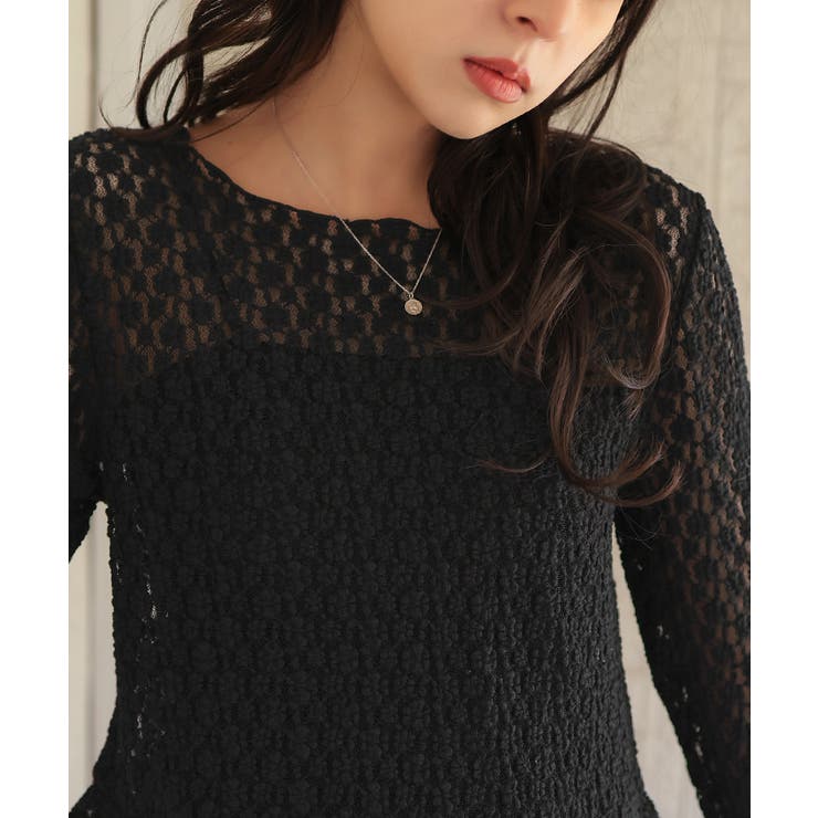 ペプラムシルエットレーストップス | titivate | 詳細画像15 