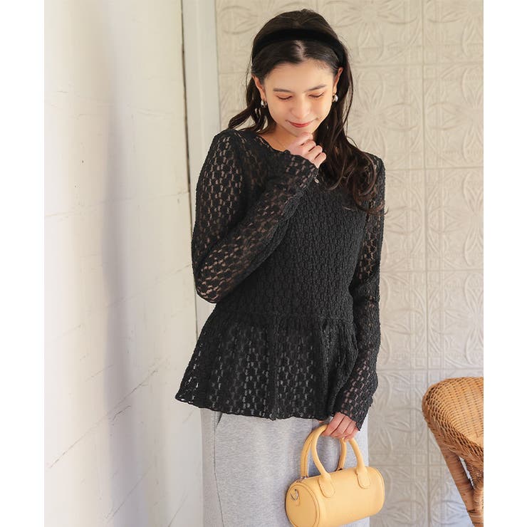 ペプラムシルエットレーストップス | titivate | 詳細画像18 