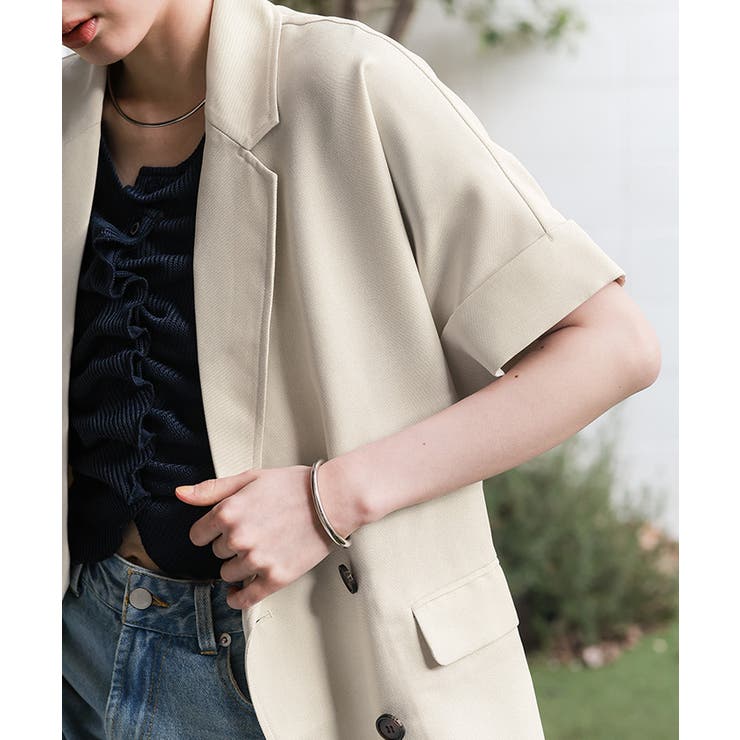 リネンライクハーフスリーブシャツジャケット | titivate | 詳細画像3 