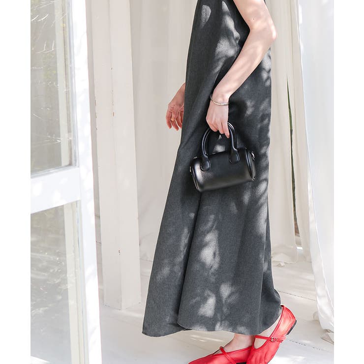 リネンライクVネックフリルデザインノースリーブワンピース | titivate | 詳細画像24 