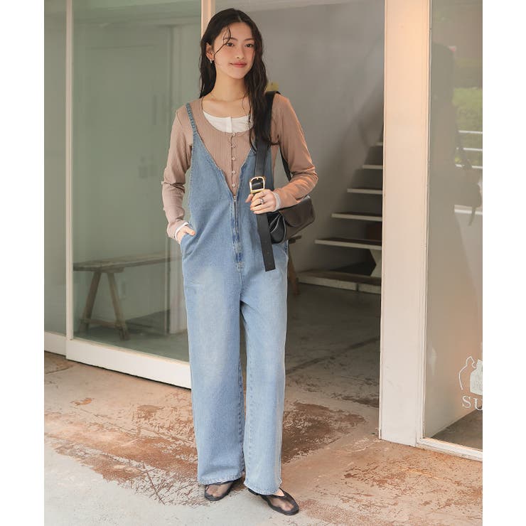 フロントファスナーデザインデニムキャミソールサロペット | titivate | 詳細画像15 