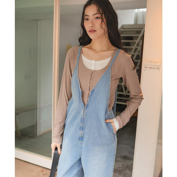 フロントファスナーデザインデニムキャミソールサロペット | titivate | 詳細画像24 