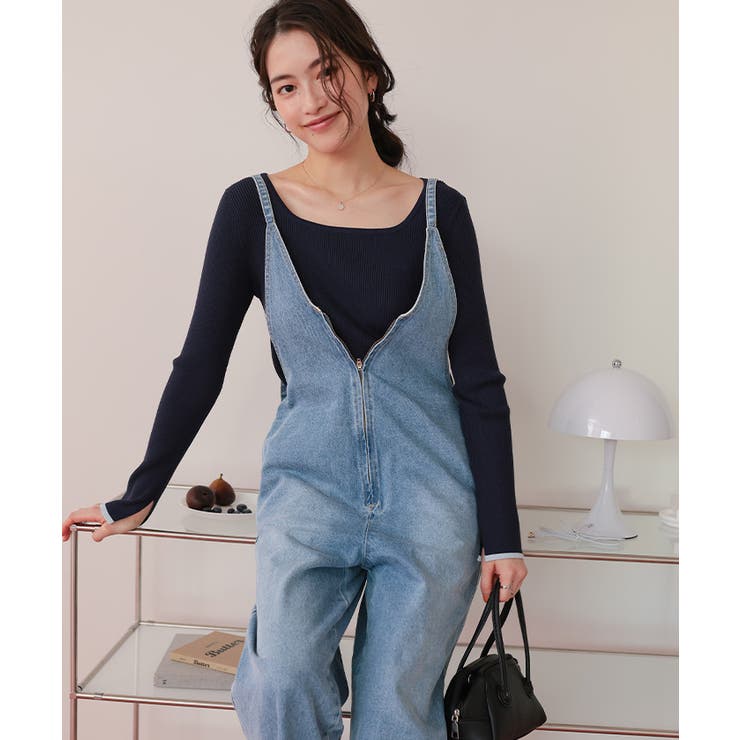 フロントファスナーデザインデニムキャミソールサロペット | titivate | 詳細画像3 