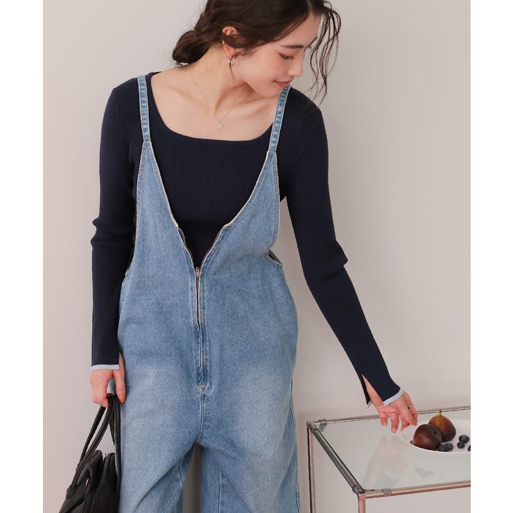 フロントファスナーデザインデニムキャミソールサロペット | titivate | 詳細画像4 