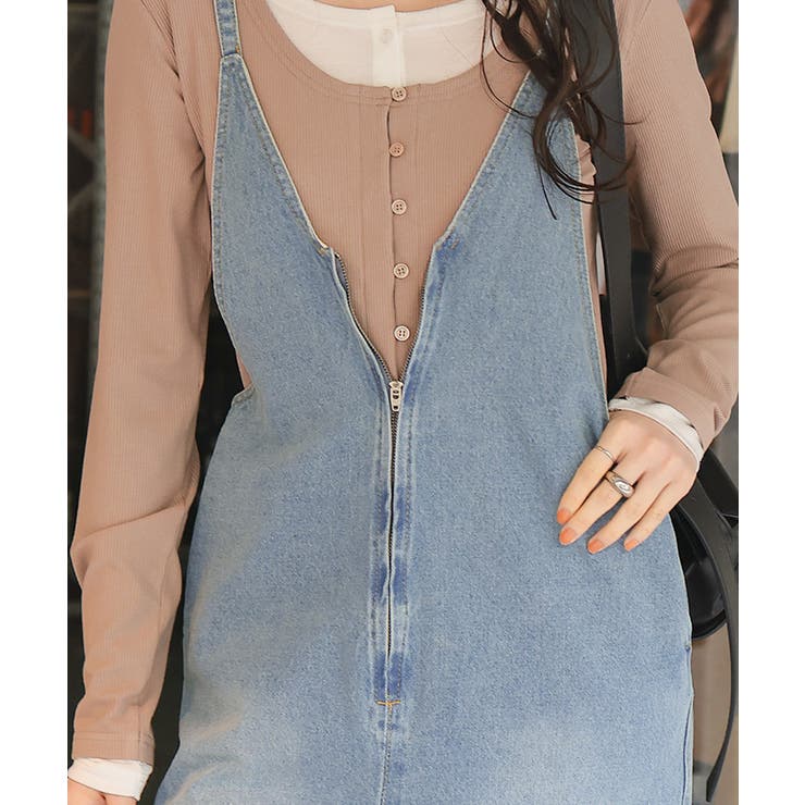 フロントファスナーデザインデニムキャミソールサロペット | titivate | 詳細画像9 