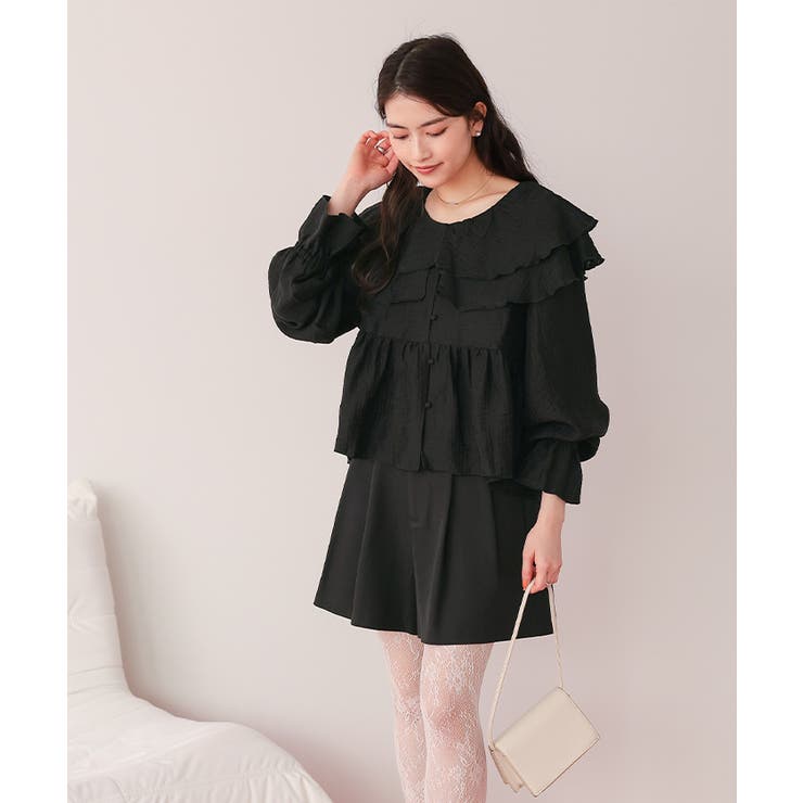 ペプラムギャザーラッフルフリルブラウス | titivate | 詳細画像10 