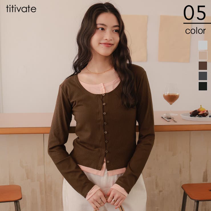 レイヤード風リブカットソートップス | titivate | 詳細画像1 