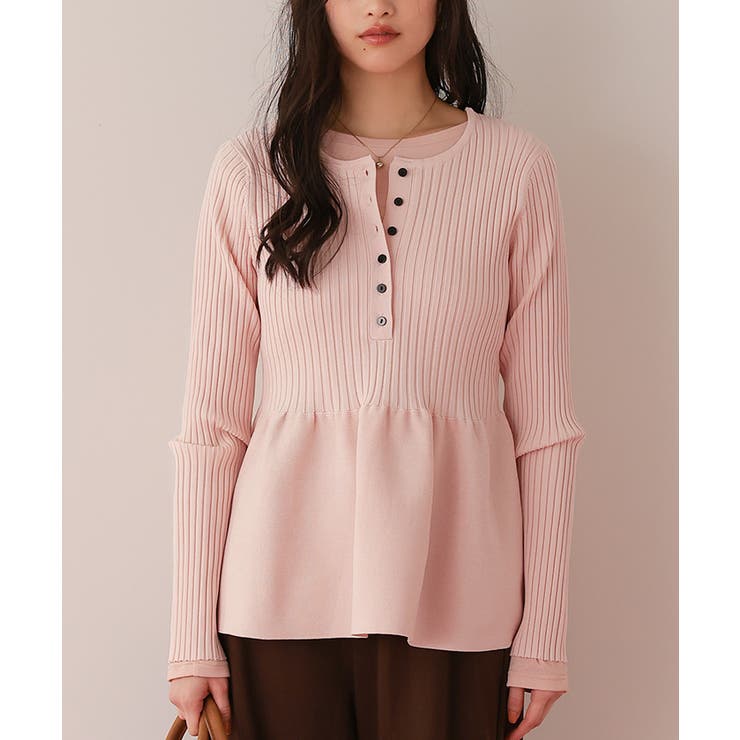 前後2wayヘンリーネックペプラムニットトップス | titivate | 詳細画像2 