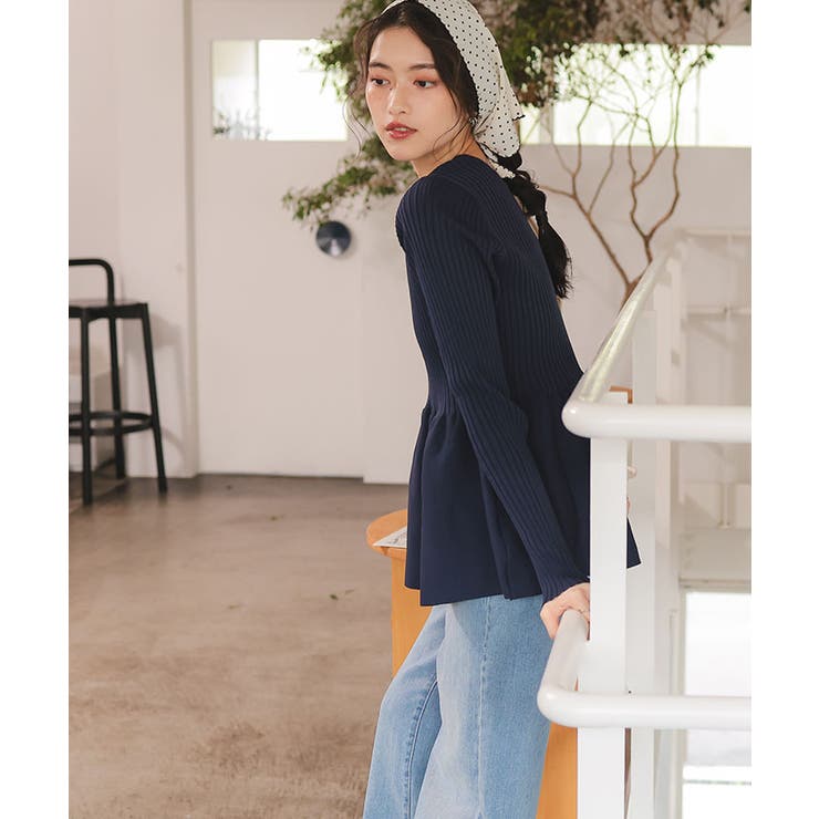 前後2wayヘンリーネックペプラムニットトップス | titivate | 詳細画像9 