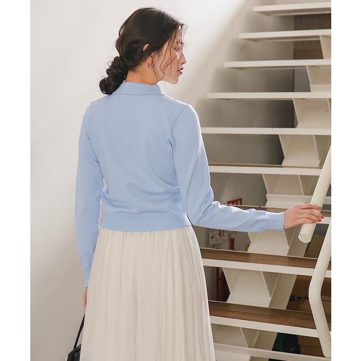 ポロ襟ニットカーディガン/トップス | titivate | 詳細画像3 