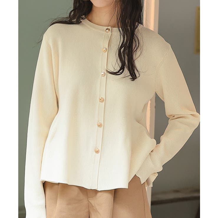 ゴールド釦ペプラムニットカーディガン | titivate | 詳細画像10 