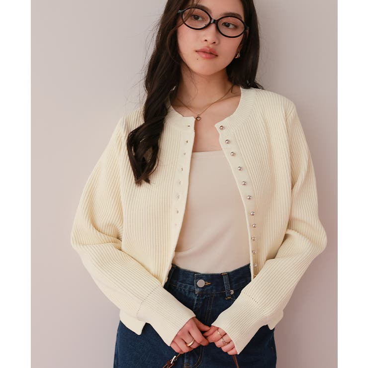 ミニシルバー釦デザインニットカーディガン | titivate | 詳細画像22 