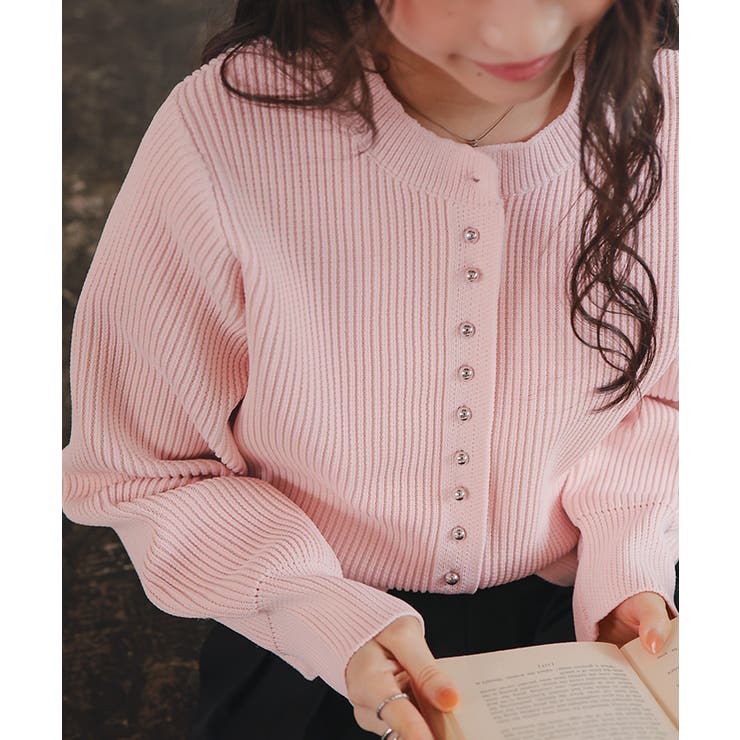 ミニシルバー釦デザインニットカーディガン | titivate | 詳細画像27 