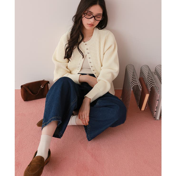 ミニシルバー釦デザインニットカーディガン | titivate | 詳細画像30 