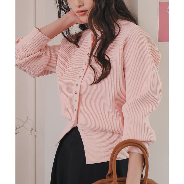 ミニシルバー釦デザインニットカーディガン | titivate | 詳細画像4 