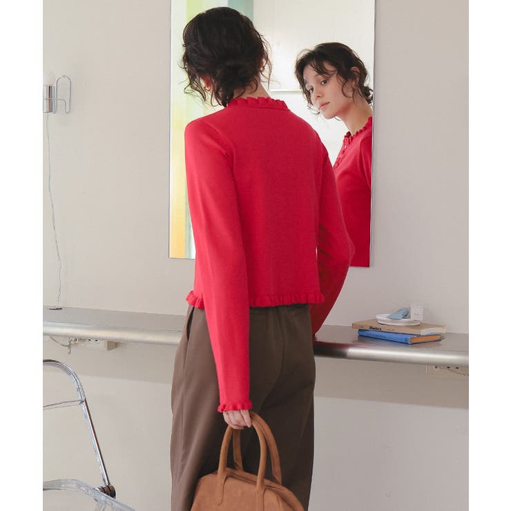 UVケア/抗ピルプチフリルデザインニットカーディガン | titivate | 詳細画像5 