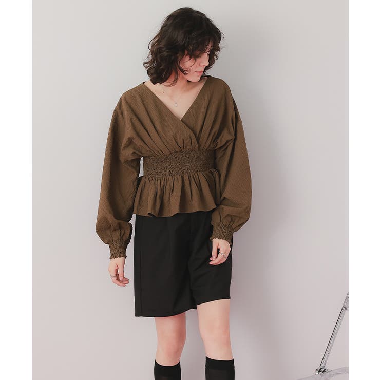 カシュクールペプラムショートトップス | titivate | 詳細画像15 