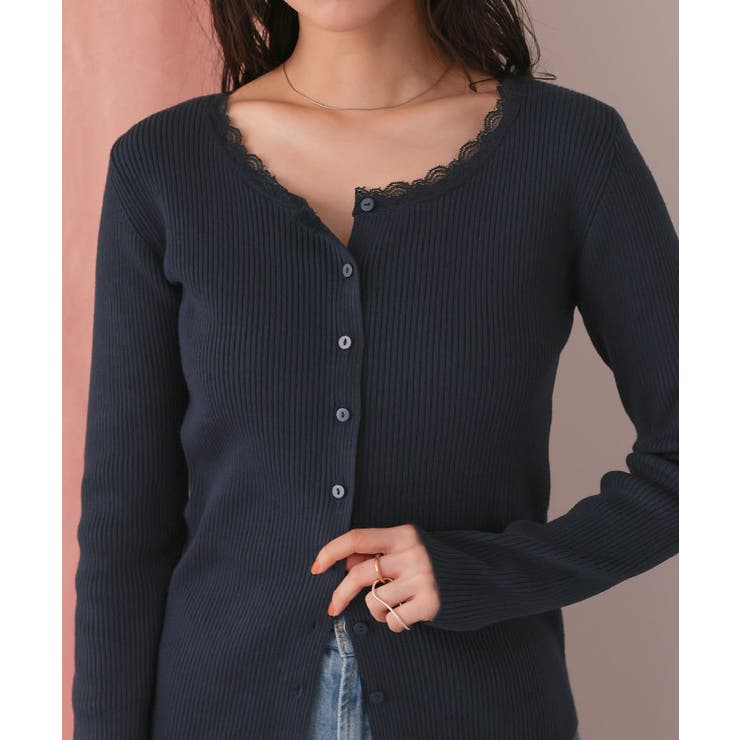 レースドッキングリブニットトップス | titivate | 詳細画像5 