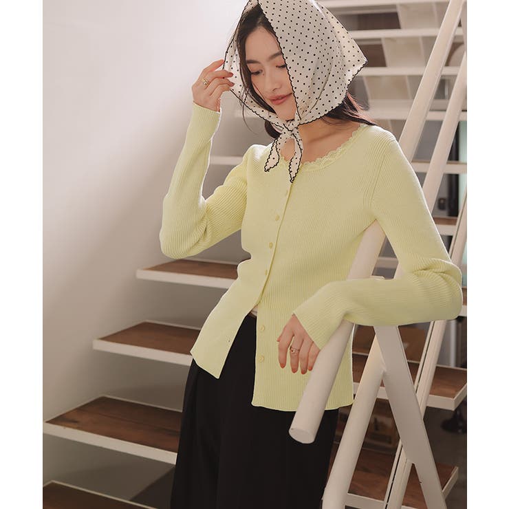 レースドッキングリブニットトップス | titivate | 詳細画像11 