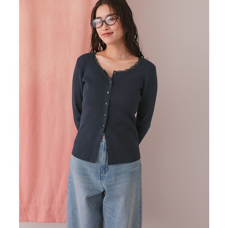 レースドッキングリブニットトップス | titivate | 詳細画像15 