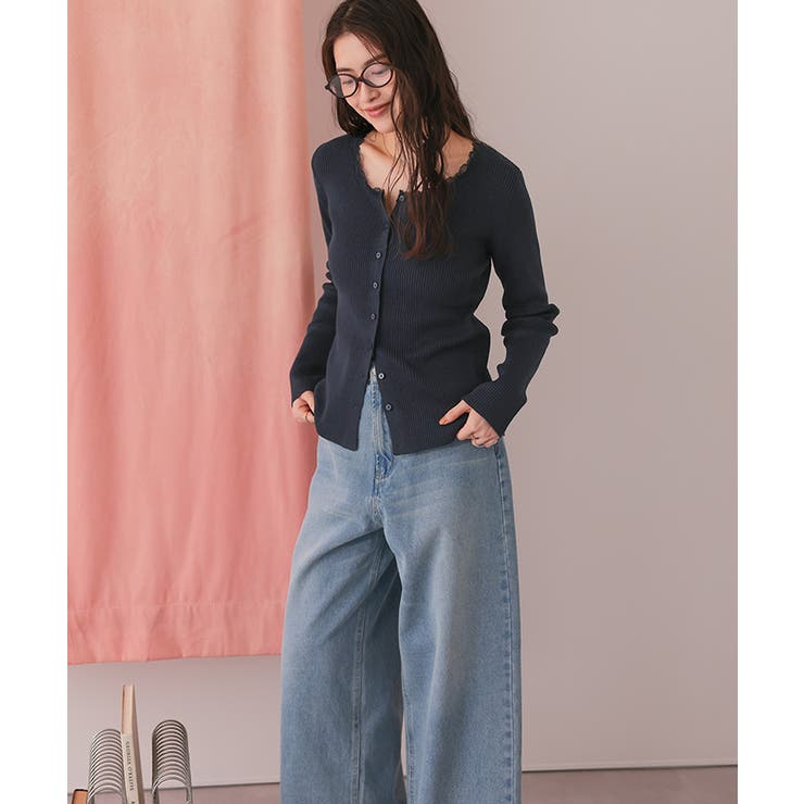 レースドッキングリブニットトップス | titivate | 詳細画像16 