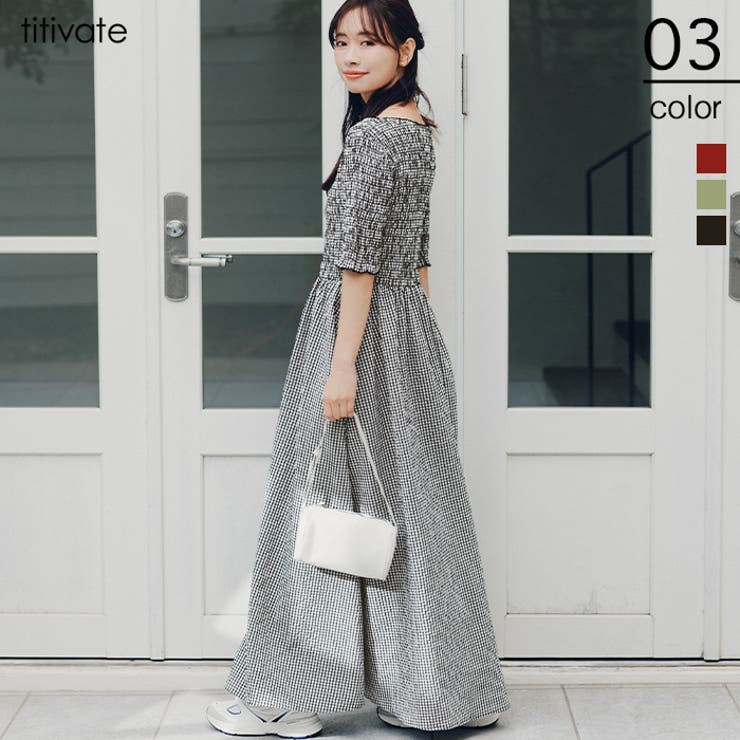 シャーリングハーフスリーブワンピース | titivate | 詳細画像1 