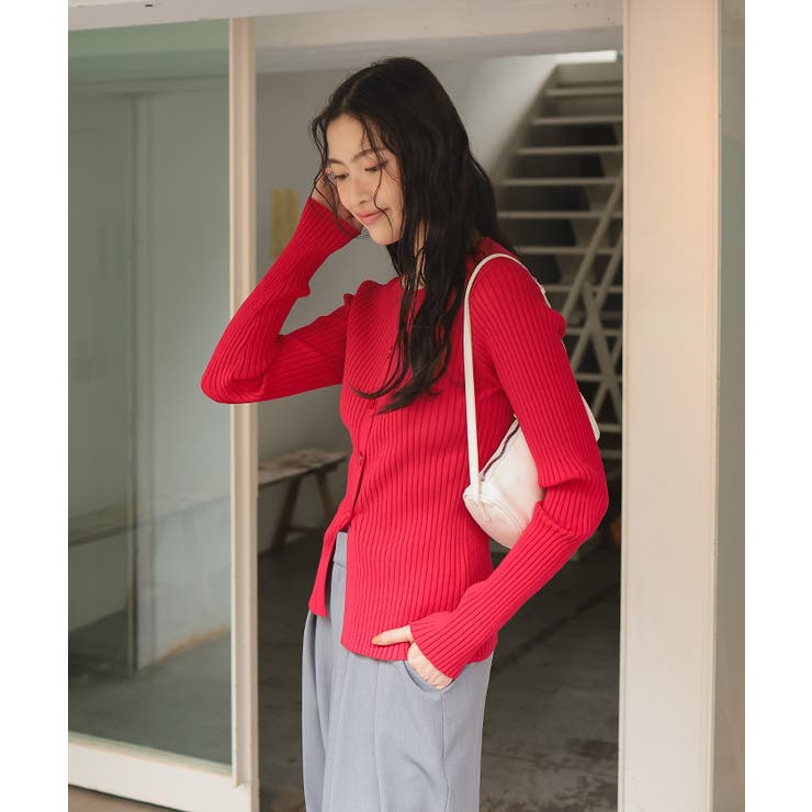 ミドル丈リブニットカーディガン | titivate | 詳細画像5 