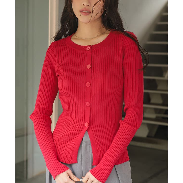 ミドル丈リブニットカーディガン | titivate | 詳細画像7 