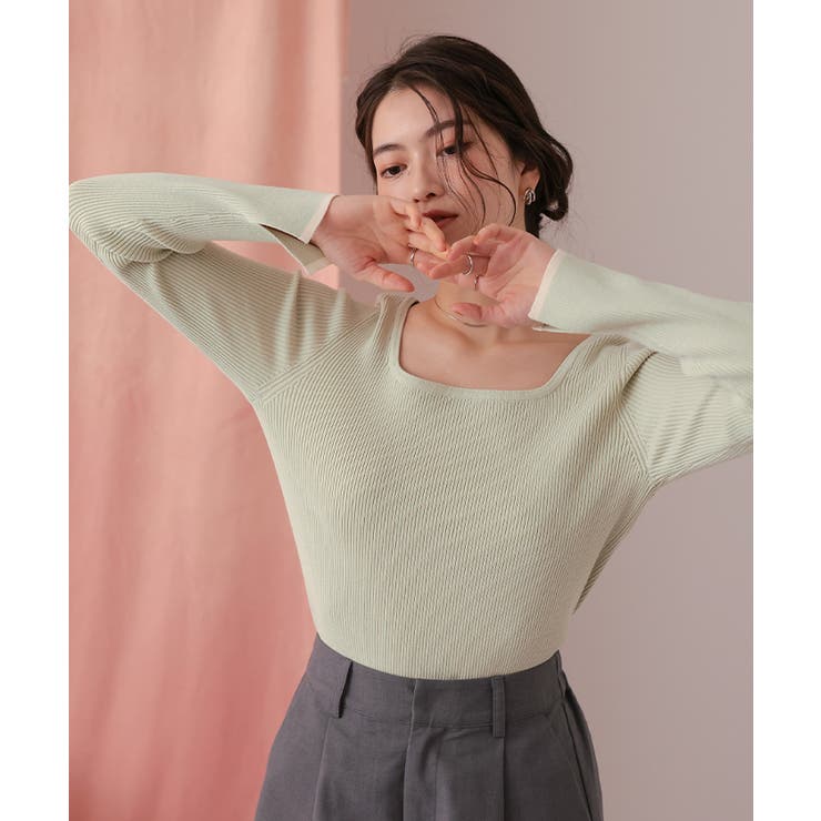 UVケア/抗ピルスクエアリブニット | titivate | 詳細画像23 