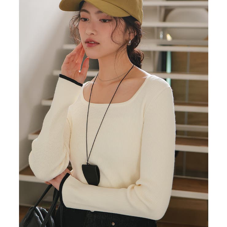 UVケア/抗ピルスクエアリブニット | titivate | 詳細画像6 