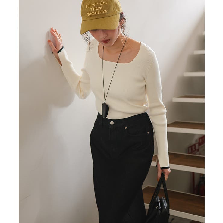 UVケア/抗ピルスクエアリブニット | titivate | 詳細画像7 