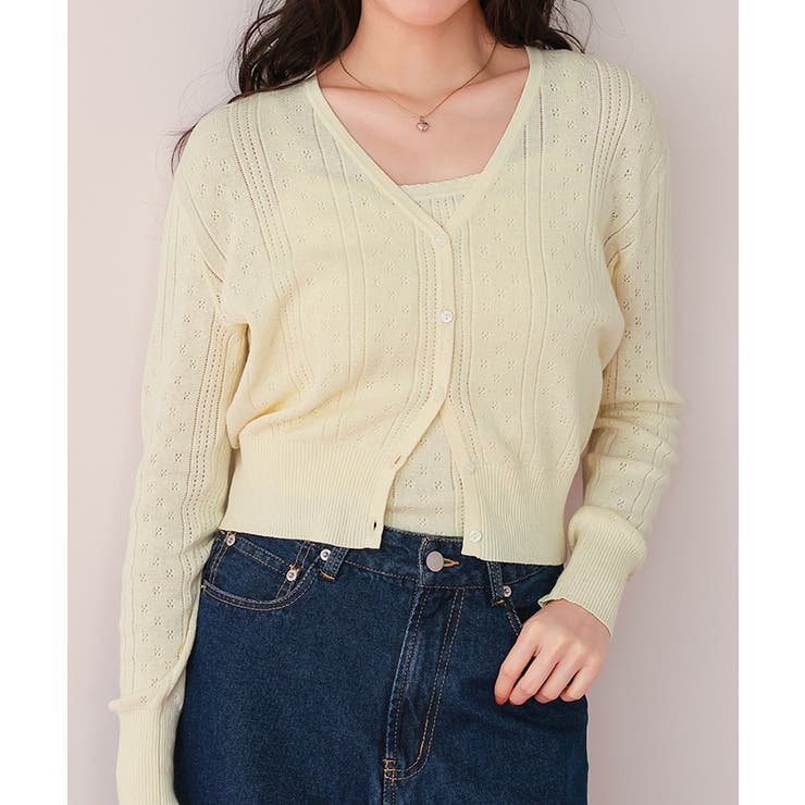 アイレットニットカーディガン/キャミソールトップスセット | titivate | 詳細画像9 