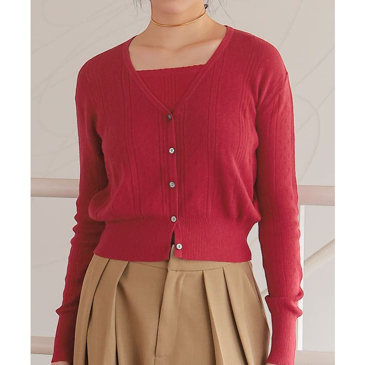 アイレットニットカーディガン/キャミソールトップスセット | titivate | 詳細画像11 