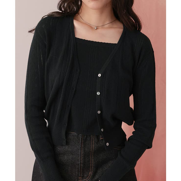 アイレットニットカーディガン/キャミソールトップスセット | titivate | 詳細画像12 