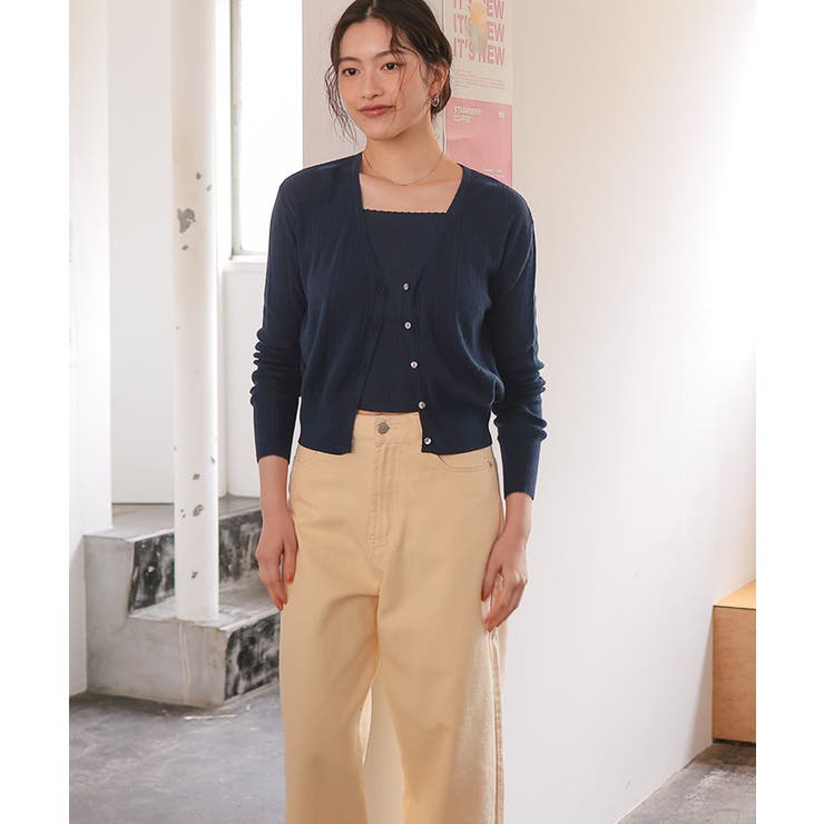 アイレットニットカーディガン/キャミソールトップスセット | titivate | 詳細画像3 