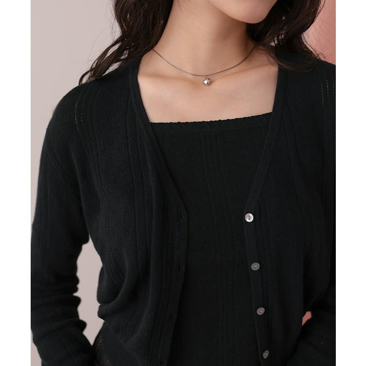 アイレットニットカーディガン/キャミソールトップスセット | titivate | 詳細画像7 