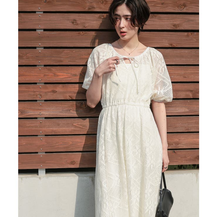 前後2wayパフスリーブレースワンピース | titivate | 詳細画像14 